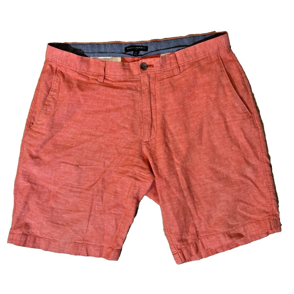 Banana Republic 10" Aiden Shorts Men's 33 Chambray Linen Cotton Blend
